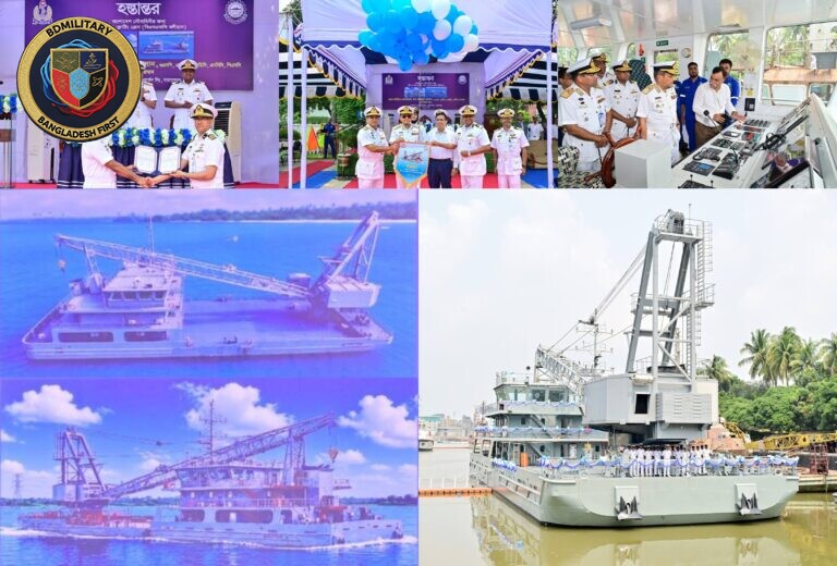 Bangladesh Navy Inducts Indigenous 70-Tonne Floating Crane BNFC Boliyan