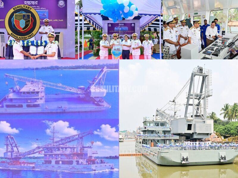 Bangladesh Navy Inducts Indigenous 70-Tonne Floating Crane BNFC Boliyan