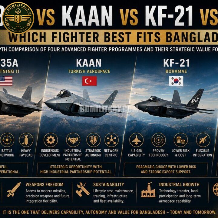 F-35A vs KAAN vs KF-21 vs J-35A: Which Fighter Best Fits Bangladesh?